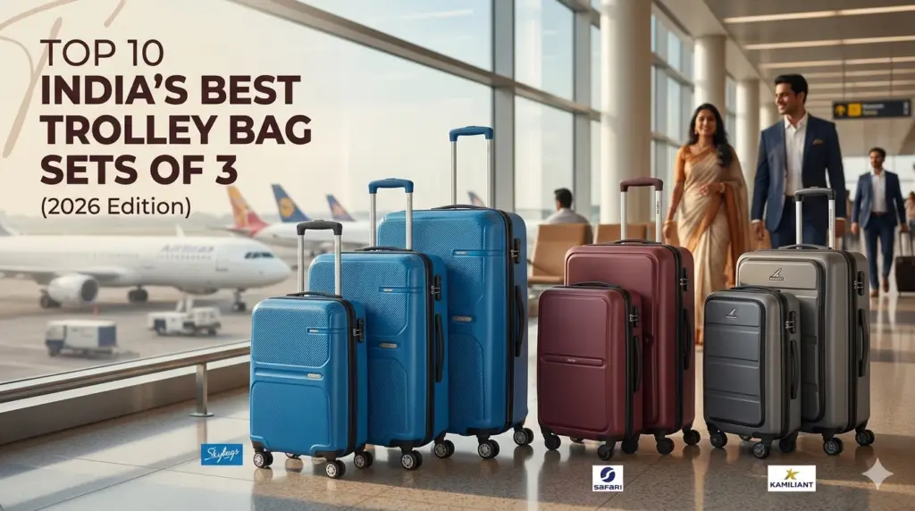 Top 10 premium hard-case 8-wheel trolley bags set of 3 for travel in India, 2026 edition.