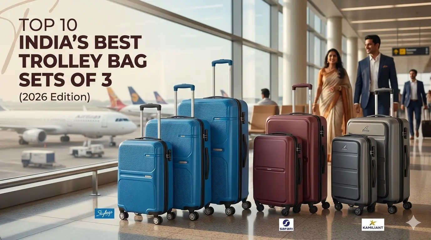 Top 10 premium hard-case 8-wheel trolley bags set of 3 for travel in India, 2026 edition.