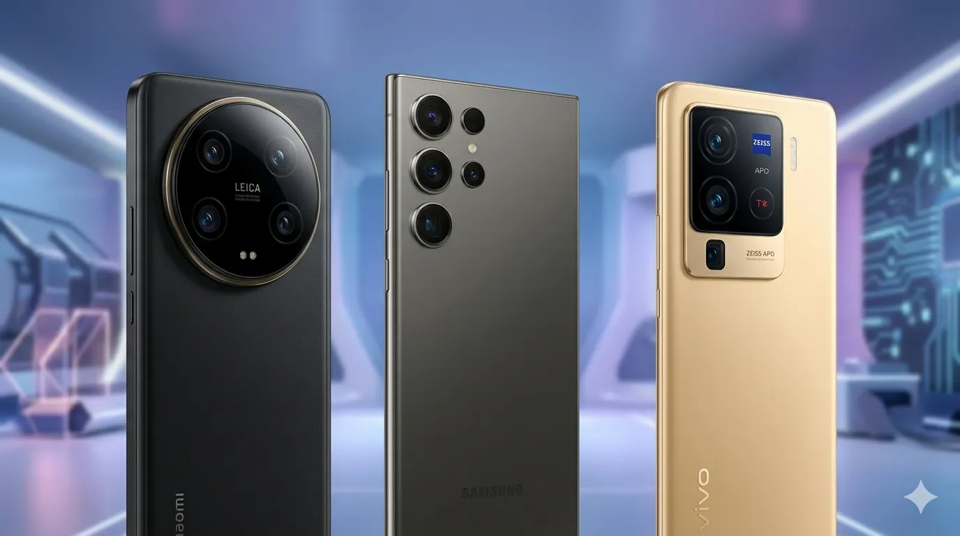 Comparison of top flagship smartphones 2026 featuring Samsung Galaxy S26 Ultra, iPhone 17 Pro Max, and OnePlus 15.