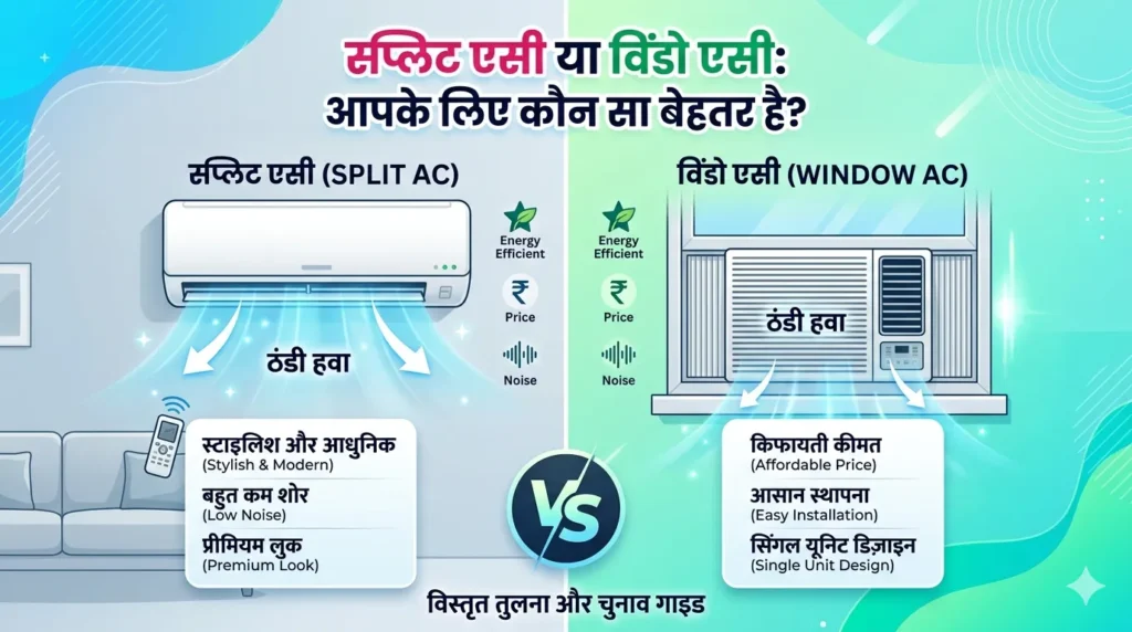 स्प्लिट एसी और विंडो एसी के बीच तुलना और उनके मुख्य अंतर