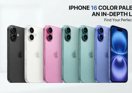 ​"Explore the full iPhone 16 color range: black, white, pink, mint green, and blue. Find your perfect match."