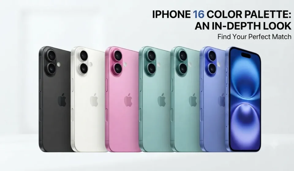 ​"Explore the full iPhone 16 color range: black, white, pink, mint green, and blue. Find your perfect match."