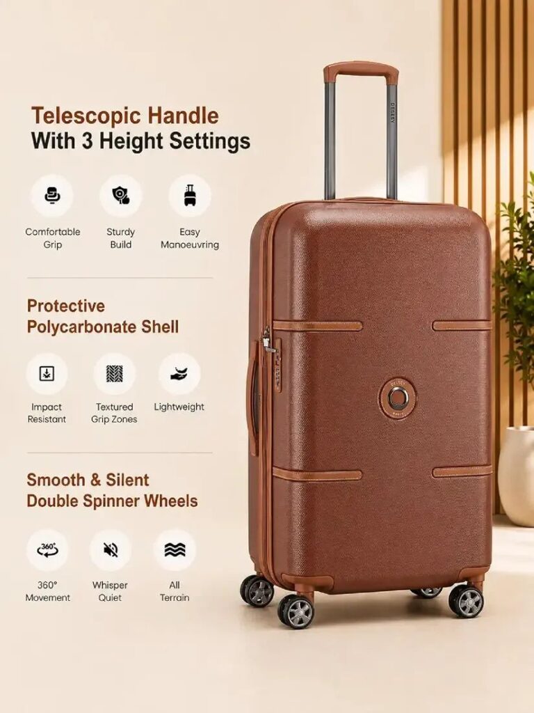 DELSEY PARIS Odette 66 cm medium check-in suitcase in brown polycarbonate hard shell